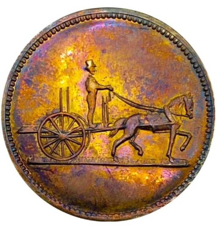 (1850年代)ニューヨーク NY 935b 馬車乗車券 J T ウェア商人トークン|WORLD RESOURCE【QUEEN店】