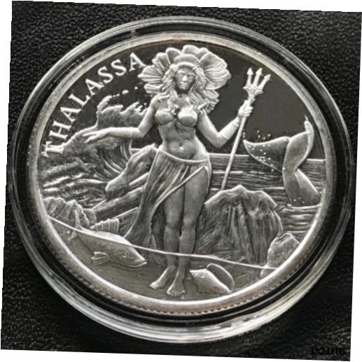 タラッサ トライデント シルバー ラウンド 1 オンス 0.999 ギリシャの海の女神 マーメイド セイレンThalassa Trident Silver Round 1 oz .999 Greek Goddess of the Sea Mermaid Siren画像