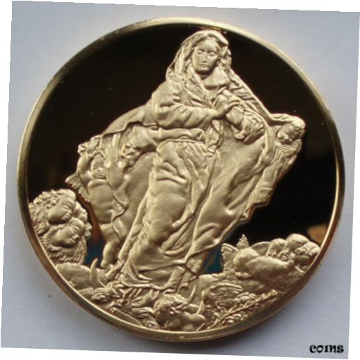【極美品/品質保証書付】 アンティークコイン コイン 金貨 銀貨 [送料無料] SPAIN, The Immaculate Conception TIEPOLO C.1767-1769 BU Proof Medal 51mm 80g.画像