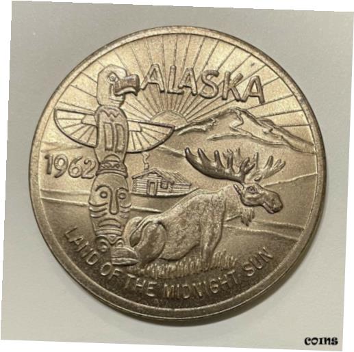 1962 年アラスカ 白夜の国 1 ドル相当 アラスカ ブースター メダル TC-4560741962 Alaska Land Of The Midnight Sun Good For $1 Alaska Boosters Medal TC-456074画像