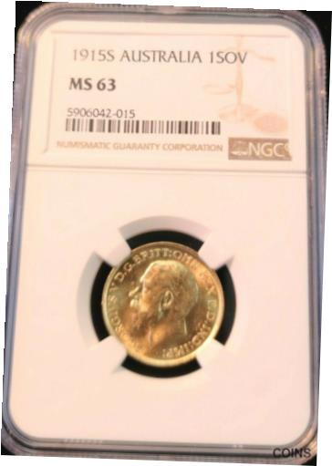 1915 オーストラリア ゴールド 1 ソブリン ジョージ V NGC MS 63 美しい光沢のある明るいコイン1915 AUSTRALIA GOLD 1 SOVEREIGN GEORGE V NGC MS 63 BEAUTIFUL LUSTER BRIGHT COIN画像