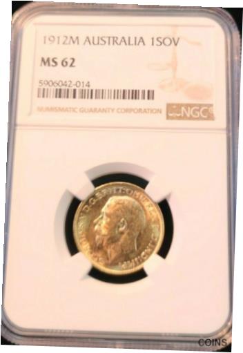 1912 オーストラリア ゴールド 1 ソブリン ジョージ V NGC MS 62 美しい光沢のある明るいコイン1912 AUSTRALIA GOLD 1 SOVEREIGN GEORGE V NGC MS 62 BEAUTIFUL LUSTER BRIGHT COIN画像