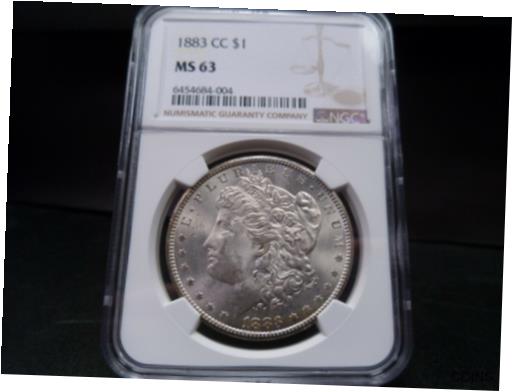 1883-CC MS63 モルガン シルバー ダラー NGC 認定 - 明るい白/かすかなゴールドの色合い1883-CC MS63 Morgan Silver Dollar NGC Certified - Bright White/Faint Gold Hue
