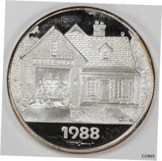 1988 アメリカズ アンサング ヒーロー ザ ファイヤーマン 1オンス シルバー ラウンド .999 - 消防署1988 Americas Unsung Hero The Fireman 1oz Silver Round .999 - Firehouse画像