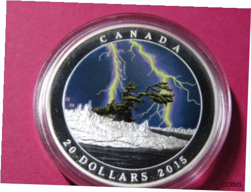 2015 カナダ $20 気象現象夏の嵐 1 オンス シルバー コイン OGP COA & ライト2015 Canada $20 Weather Phenomenon Summer Storm 1oz Silver Coin OGP COA & Light画像