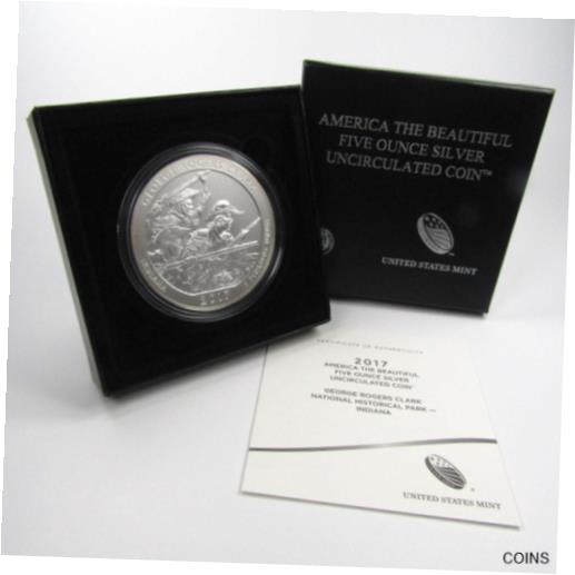 2017 P ジョージ ロジャース クラーク アメリカ ザ ビューティフル クォーター 5 オンス シルバー OGP COA2017 P George Rogers Clark America The Beautiful Quarter 5 oz Silver OGP COA画像