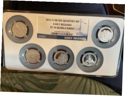 2017 ジョージ ロジャース クラーク 5 オンス シルバー クォーター NGC MS 69 DPL FR - 他 43 個のみ 2012-S Silver Quarters Set NGC PF 70 UC ER ALL 5 Coins from SAME set, Beautiful画像