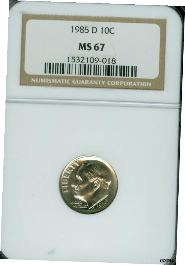 【楽天市場】【極美品/品質保証書付】 アンティークコイン コイン 金貨 銀貨 [送料無料] 1985-D ルーズベルトダイム NGC MS67