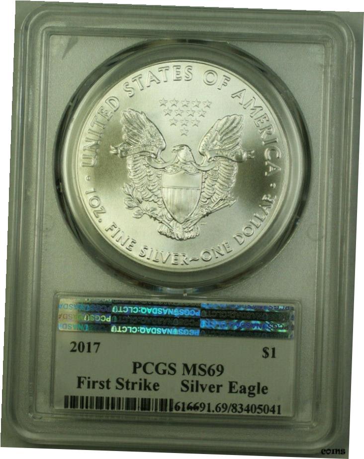 アンティークコイン コイン 金貨 銀貨 [送料無料] 2017 アメリカン シルバー イーグル $1 コイン ASE PCGS MS 69 フライング  イーグル ホログラフ ホルダー- Show Original Title コレクション