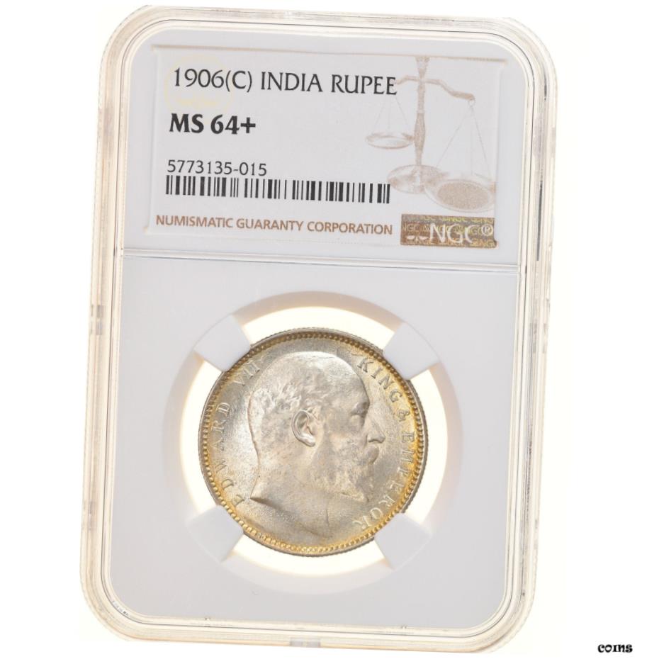 #906160 コイン, インディア-ブリティッシュ, エドワード VII, ルピー, 1906, NGC, MS64+, MS (64)#906160 Coin, Indo-British, Edward VII, Rupee, 1906, NGC, MS64+, MS (64)