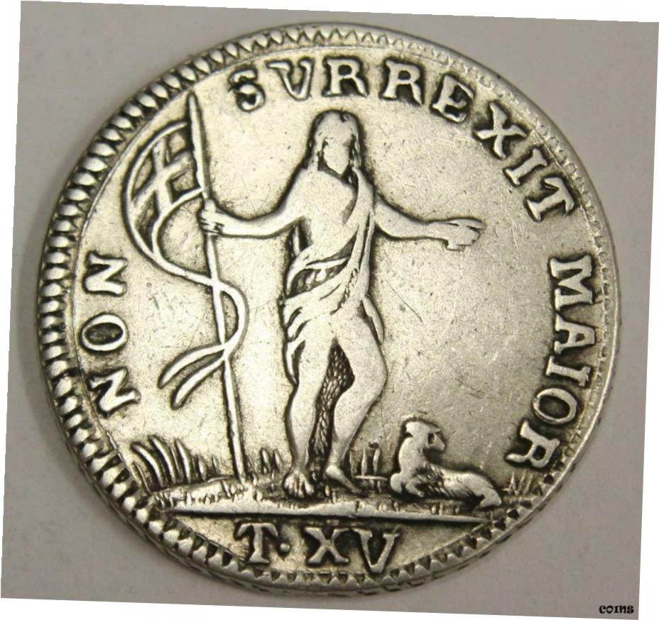 【極美品/品質保証書付】 アンティークコイン コイン 金貨 銀貨 [送料無料] 1756 Malta 15 Tari silver coin John the Baptist KM252 VF画像