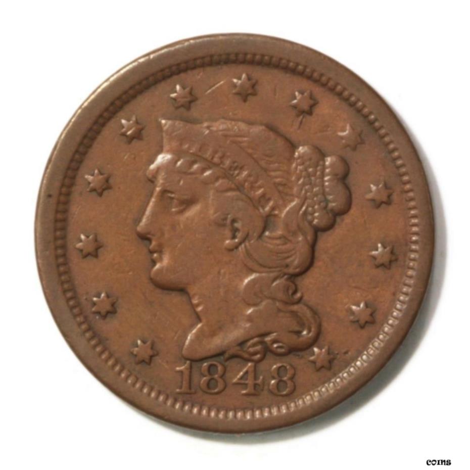 【楽天市場】【極美品/品質保証書付】 アンティークコイン コイン 金貨 銀貨 [送料無料] 米国編組ヘア ラージ セント 1848年