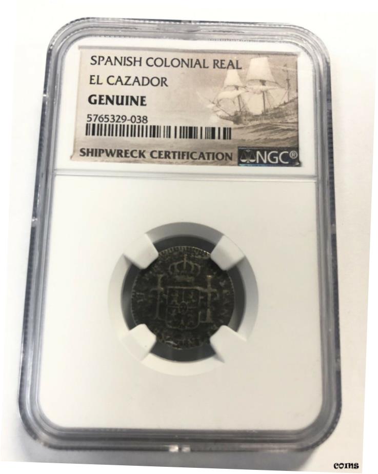 スペイン植民地時代のエル・カザド 送料無料本物！アンティークの海賊コイン！本物のNGC！Spanish Colonial El Cazado Free Shipping Real! Antique pirate coin! Genuine NGC!画像