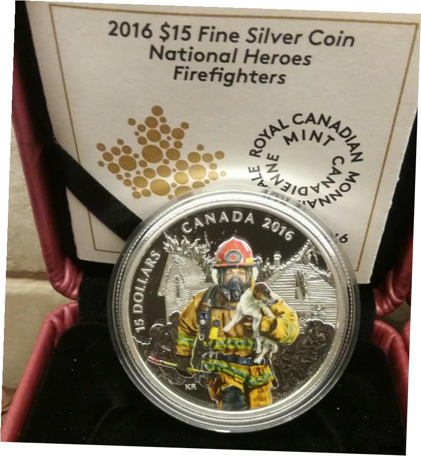 消防士ナショナル ヒーローズ $15 2016 3/4OZ 純銀色カナダ コインFirefighter National Heroes $15 2016 3/4OZ Pure Silver Colored Canada Coin画像