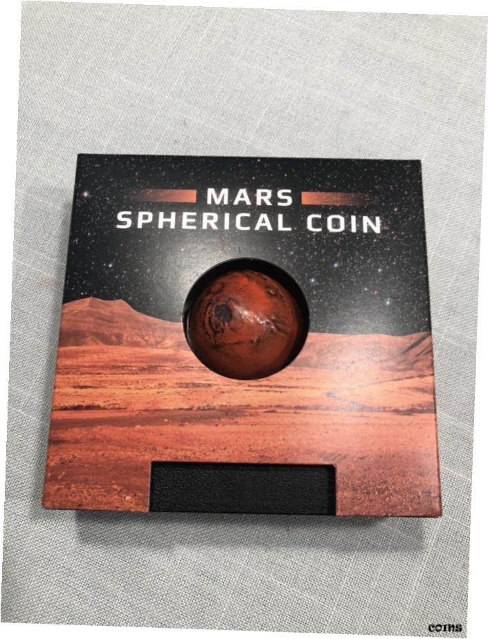 【極美品/品質保証書付】 アンティークコイン コイン 金貨 銀貨 [送料無料] 2021 BARBADOS 1oz. Pure Silver Mars Spherical Coin Red Planet 3D画像