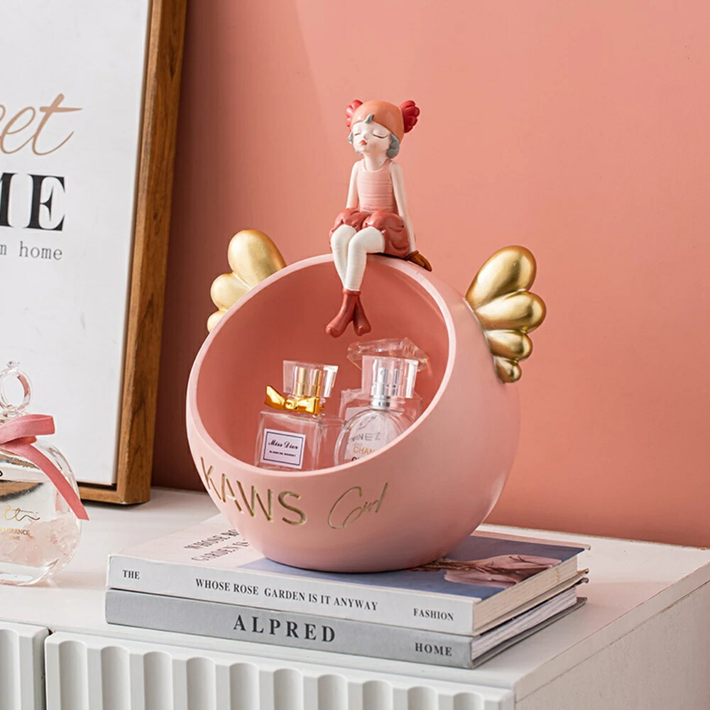 オブジェ 女の子モデル像ピンク収納ボックスホームデコレーションオフィスデスクアクセサリーリビングルームインテリアオーガナイザー装飾収納ギフト Girl Model Statue Pink Storage Box Home Decoration Office Desk Accessories Living Room Decor Organizer Decorative S