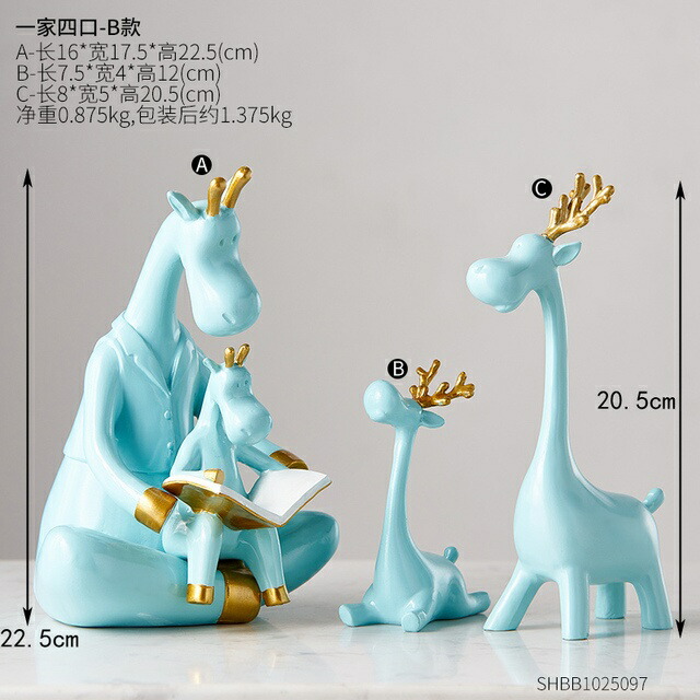 オブジェ 【ディアブルー3個】室内北欧樹脂アートスタチュー用かわいい鹿の置物家の装飾動物モデルクリスマスギフトデスクアクセサリー部屋の装飾 【Deer Blue 3pc】Cute Deer Figurines for Indoor Nordic Resin Art Statue Home Decor Animal Model Christmas Gift Desk Ac 13,725円
