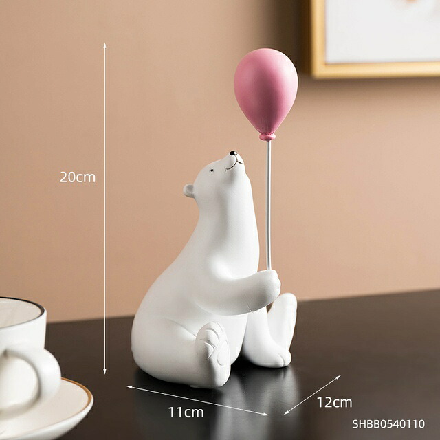 オブジェ 【20cm-ピンク】インテリアホワイトアニマルモデル彫刻リビングルームデコレーションオフィスアクセサリー用レジンバルーンベアフィギュアニューイヤーギフト 【20cm-Pink】Resin Balloon Bear Figurines for Interior White Animal Model Sculpture Living Room De｜Vivito通販 -輸入雑貨と生活用品-