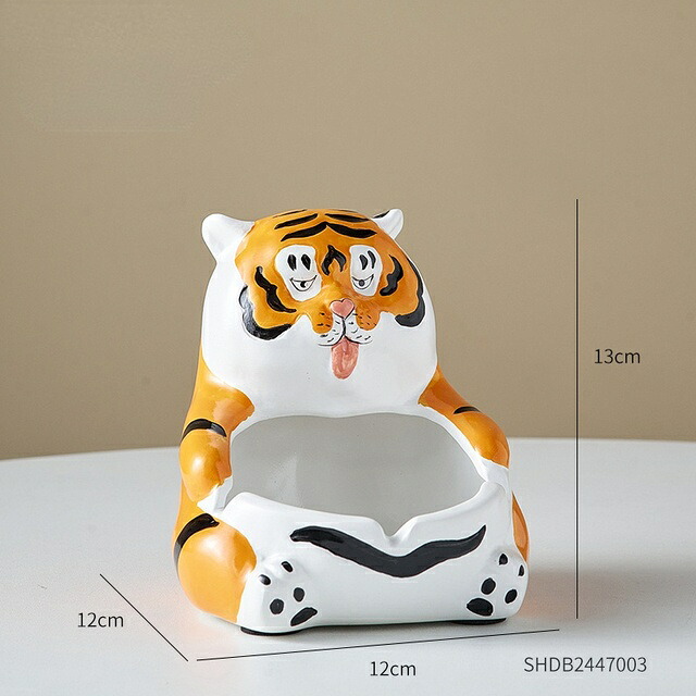 オブジェ 【灰皿】タイガー陶磁器置物ティッシュボックス家の装飾クリエイティブモデルリビングルームデコレーションデスクアクセサリー収納ボックスお正月プレゼント 【Ashtray】Tiger Ceramics Figurine Tissue Box Home Decor Creative Model Living Room Decoration Desk|Vivito通販 -輸入雑貨と生活用品-