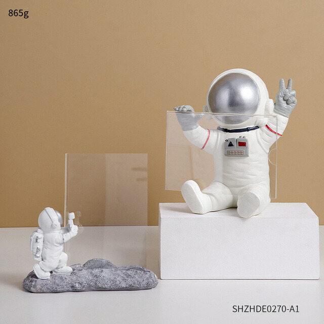 オブジェ 【組み合わせ-A】フォトフレーム宇宙飛行士置物クリエイティビティレジンモデル家の装飾友達写真デスクトップアクセサリー寝室の装飾ギフト 【Combination-A】Photo Frame Astronaut Figurine Creativity Resin Model Home Decor Friends Photos Desktop Accessorie