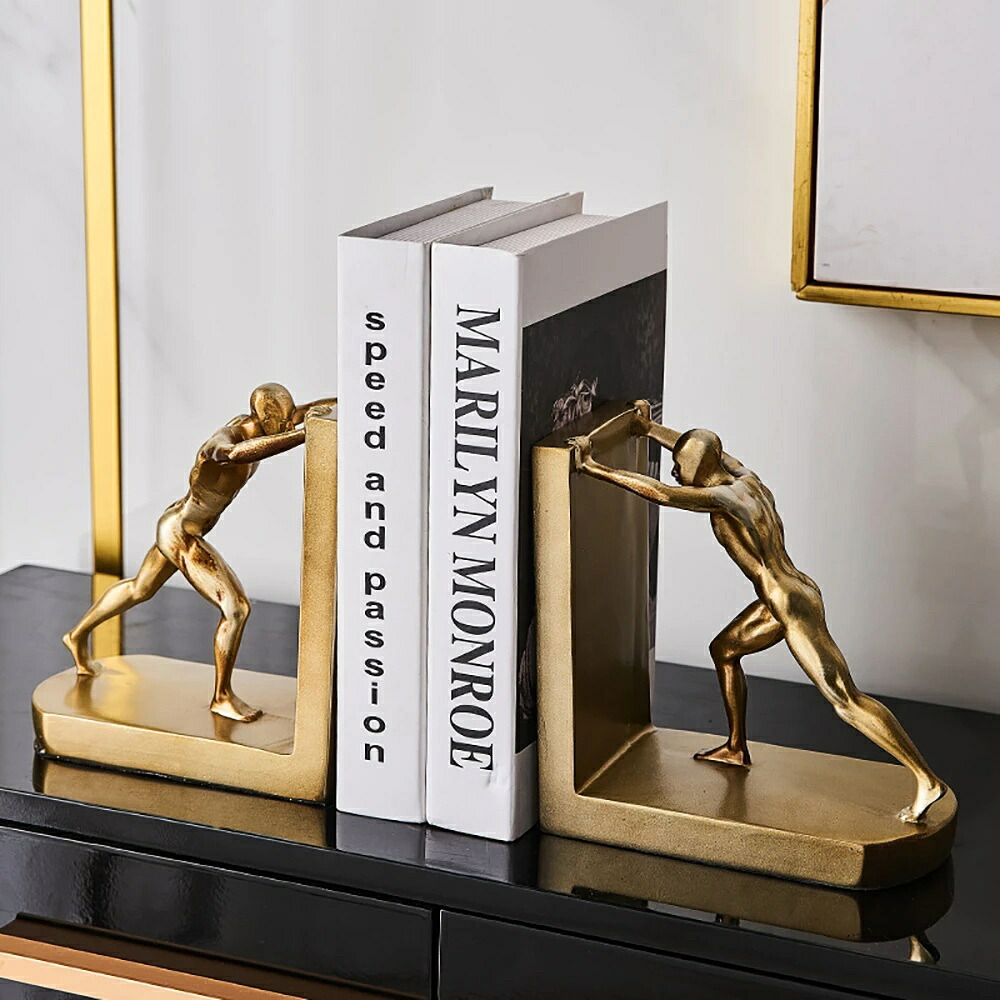 オブジェ 黄金の彫像樹脂彫刻モダンフィギュア家の装飾リビングルームの装飾研究本棚の装飾デスクアクセサリーギフト Golden Statue Resin Sculpture Modern Figure Home Decor Living Room Decoration Study Bookshelf Decoration Desk Accessories Gifts