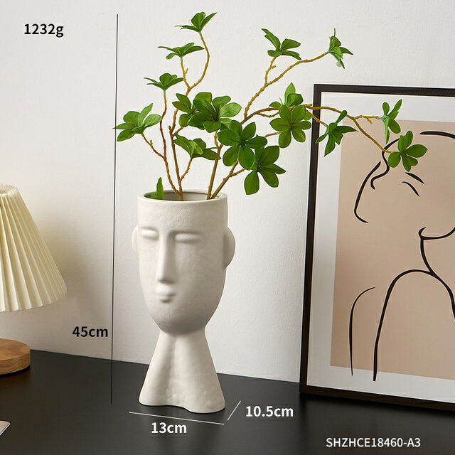 オブジェ 【コンビネーションC】北欧の家の装飾セラミック花瓶白い植木鉢のリビングルームの装飾ヒューマノイド抽象花瓶ヨーロッパの装飾モダンな花瓶 【Combination C】Nordic Home Decoration Ceramic Vase White Plant Pot Living Room Decor Humanoid Abstract Vase Euro