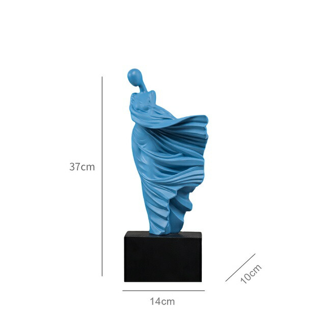 オブジェ 【37cm-ダンサーブルー】女神彫刻アート樹脂彫像北欧ホームアクセサリーリビングルームデコレーションオフィスデスクモデルお正月ホームデコレーションギフト 【37cm-Dancer-Blue】Goddess Sculpture Art Resin Statues Nordic Home Accessories Living Room Decora