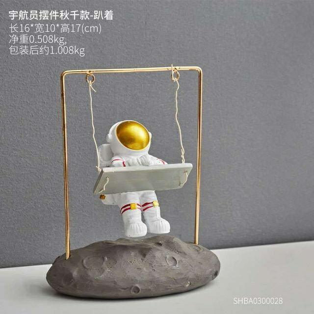 オブジェ 【横になっている】インテリアモダンフィギュアミニチュア用レジン宇宙飛行士フィギュアリビングルームキッズクリスマスギフト用ホームデコレーションアクセサリー 【Lying down】Resin Astronaut Figurines for Interior Modern Figure Miniatures Home Decoration