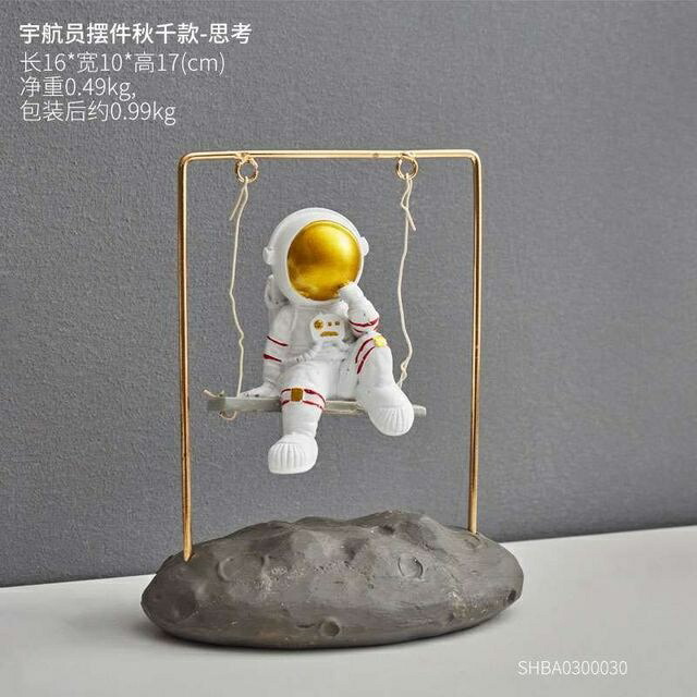 オブジェ 【思考】インテリアモダンフィギュアミニチュア用レジン宇宙飛行士フィギュアリビングルームキッズクリスマスギフト用ホームデコレーションアクセサリー 【Thinking】Resin Astronaut Figurines for Interior Modern Figure Miniatures Home Decoration Accessories