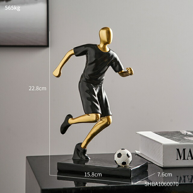 オブジェ 【ブラックB】サッカー選手フィギュアレジンスタチューホームデコレーションアクセサリーリビングルームデコレーションスポーツフィギュアクリスマスデコレーションギフト 【Black-B】Football Player Figure Resin Statue Home Decoration Accessories Living Room