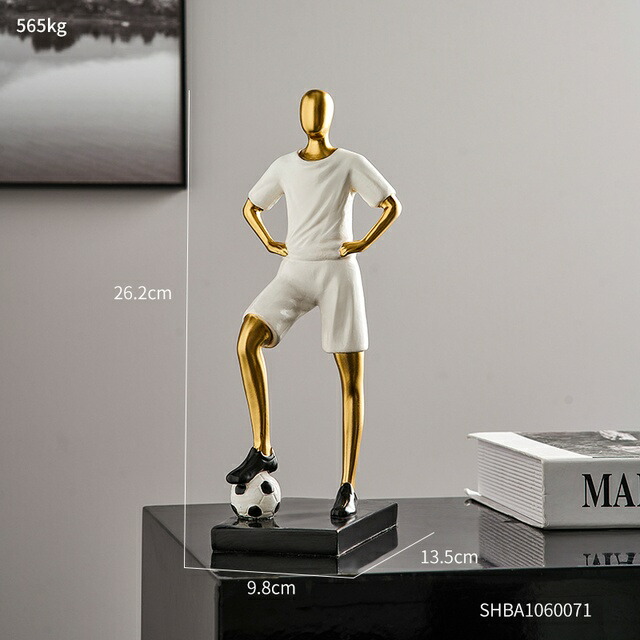 オブジェ 【ホワイトA】サッカー選手フィギュアレジンスタチューホームデコレーションアクセサリーリビングルームデコレーションスポーツフィギュアクリスマスデコレーションギフト 【White-A】Football Player Figure Resin Statue Home Decoration Accessories Living Room