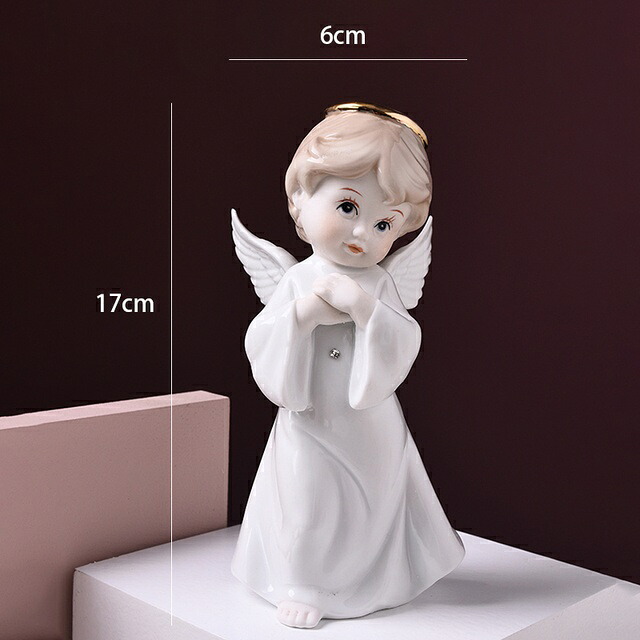 オブジェ 【17cm-ホワイトエンジェル】インテリア用エンジェルフィギュアカワイイルームデコレーションモダンセラミックモデルオフィスアクセサリークリスマスガールギフト 【17cm-White Angel】Angel Figurines for Interior Home Decoration Kawaii Room Decor Modern Cera|Vivito通販 -輸入雑貨と生活用品-