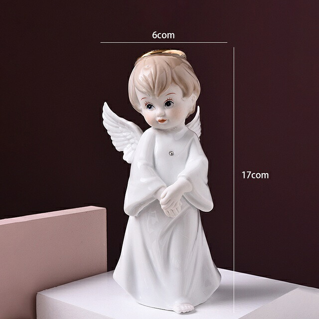 オブジェ 【17cm-ホワイトエンジェル】インテリア用エンジェルフィギュアカワイイルームデコレーションモダンセラミックモデルオフィスアクセサリークリスマスガールギフト 【17cm-White Angel】Angel Figurines for Interior Home Decoration Kawaii Room Decor Modern Cera|Vivito通販 -輸入雑貨と生活用品-