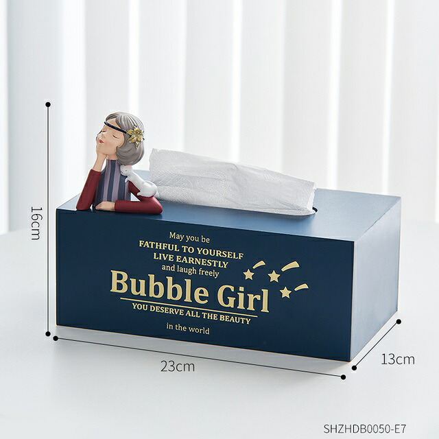オブジェ 【ダークブルーガールB】ティッシュボックスナプキンホルダーウッドホームデコレーションオフィス収納ボックスガールモデルナプキンボックスリビングルームデコレーションベッドルームアクセサリー 【Dark blue Girl B】Tissue Boxes Napkin Holder Wood Home Decor｜Vivito通販 -輸入雑貨と生活用品-