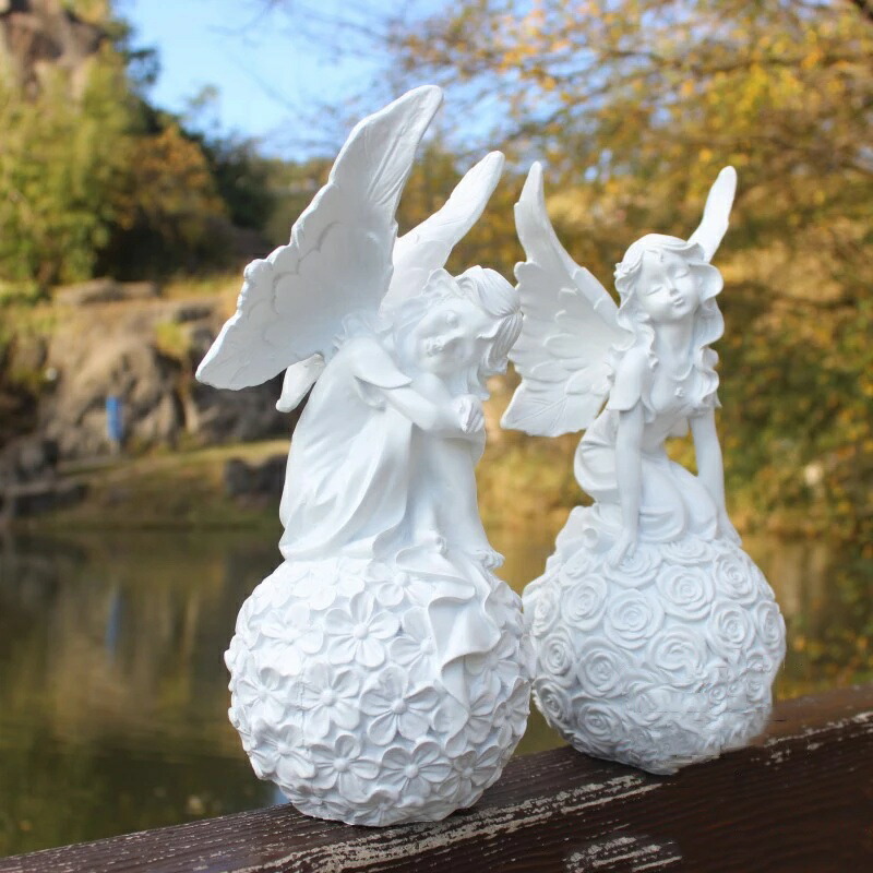 【楽天市場】ガーデニング 【style13】アウトドアローマンコラムレジンエンジェルボーイガールスタチューデコレーションガーデンホーム