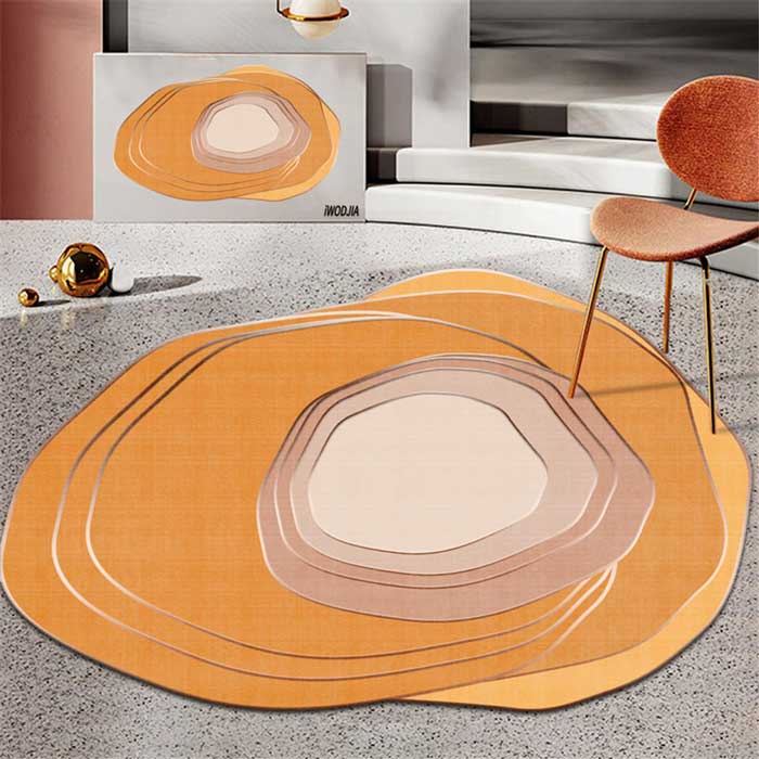 ラグマット おしゃれ 円形 北欧風 洗える ラグ 200cm オレンジ 幅200cm/Diameter200cm [送料無料 輸入品] アクセントラグ インテリアラグ
