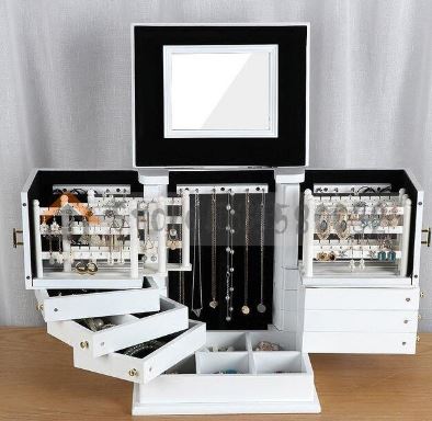 装身具 収納 カレッジ力量 おしゃれ ネックレス ピアス 収納 入れ物 ネックレス 銀鏡伽 木製 純白白 貨物輸送無料 輸入物 宝飾品打席 アクセサリーボックス 観音開き Marchesoni Com Br