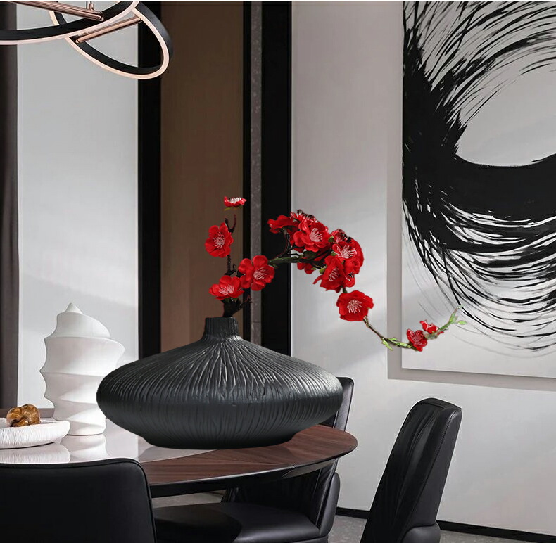 花瓶 花瓶 おしゃれ かびんフラワーベース 和モダン 大きい花瓶円形ロータイプl 直径25 5cm 送料無料 輸入品 ビビット通販２号店