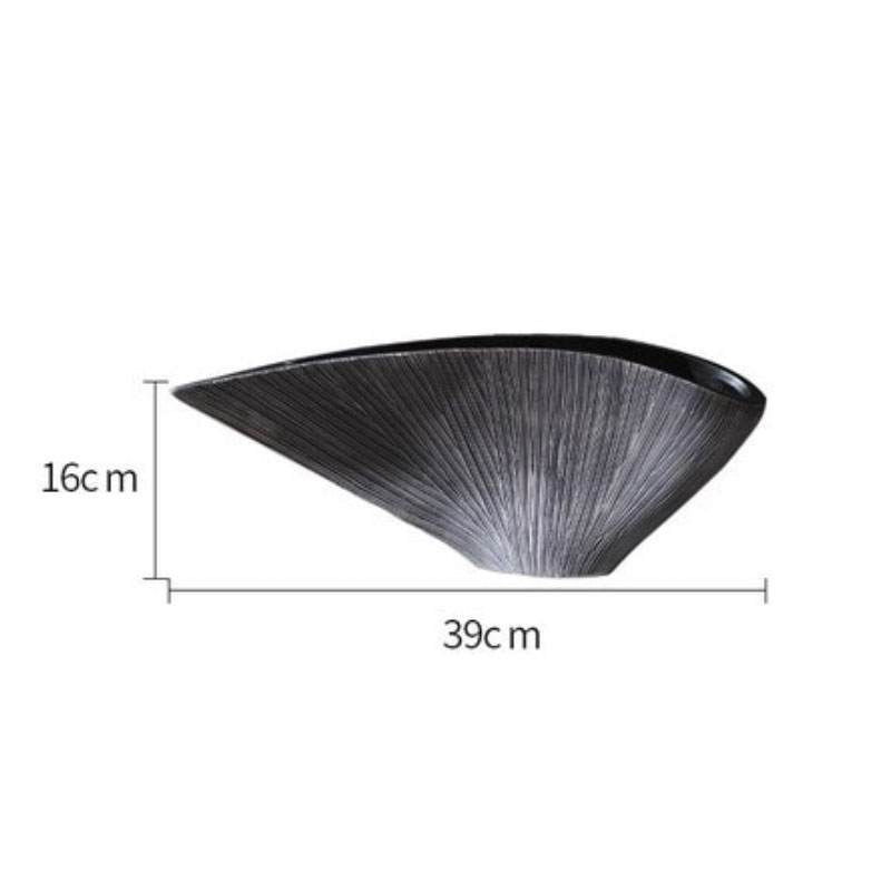 花瓶 おしゃれ かびんフラワーベース 和モダン 大きい花瓶扇型ロータイプS/幅39cm [送料無料 輸入品]