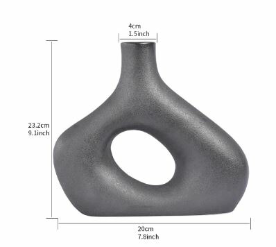 花瓶 おしゃれ 陶器 かびんフラワーベース 北欧風 おしゃれ 楕円形 ブラック/Oval Black [送料無料 輸入品] インテリア小物 輸入雑貨 海外