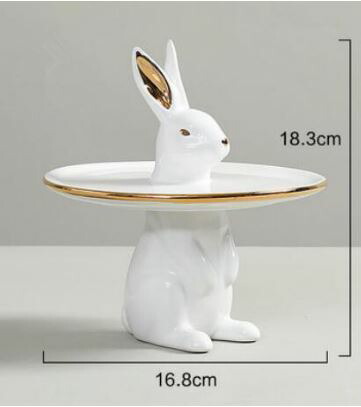 小物お盆 今めかしい 小物置き 付属品お盆 付属品お盆 白いこと/ゴールド 白家兎：A [貨物輸送無料 インポート品] 可愛らしい 室内装飾 眼鏡置き メガネ置き