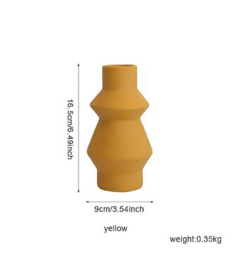 フラワーベース 陶器 北欧風 花瓶 一輪挿し おしゃれ イエロー/yellow サイズ：高さ約16.5cm [ 送料無料 輸入品 ] アート モダン 玄関 卓上 飾り 装飾