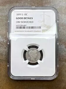 1899 S バーバー ダイム 10 C NGC 認定米国銀貨 ダイム