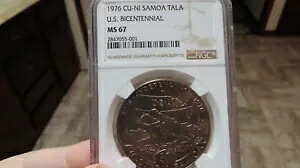 西サモア 1 タラ 1976 米国地図 ポール リビア NGC MS 67 米国建立 200 周年