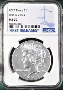 2023 p 非流通平和銀ドル ngc ms 70 の最初のリリースが手元にあります