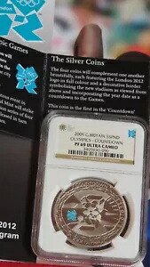 イギリス 2009 水泳 シルバー プルーフ コイン オリンピック カウントダウン NGC PF69 w coa