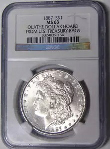 NGC MS63 1887-P 米国財務省のバッグからのモーガン シルバー ダラー オレーテ カンザス ホード