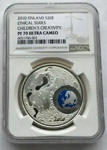 フィンランド 2010 NGC PF70 Chrildren's Creativity 20 ユーロ 1オンス シルバー コイン、プルーフ(001)