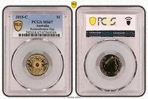 オーストラリア 2015 C ミントマーク記念 オレンジ フランダース $2 コイン PCGS MS67 #9249｜WORLD RESOURCE【KING店】