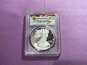 2016-W プルーフ シルバー イーグル PCGS PR70 DCAM レタード エッジ マイケル レーガン シグ b6x｜WORLD RESOURCE【KING店】